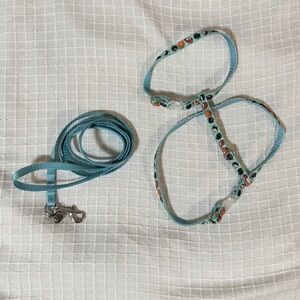 Blue with sushi deign cat or dog Harness and Leash Set